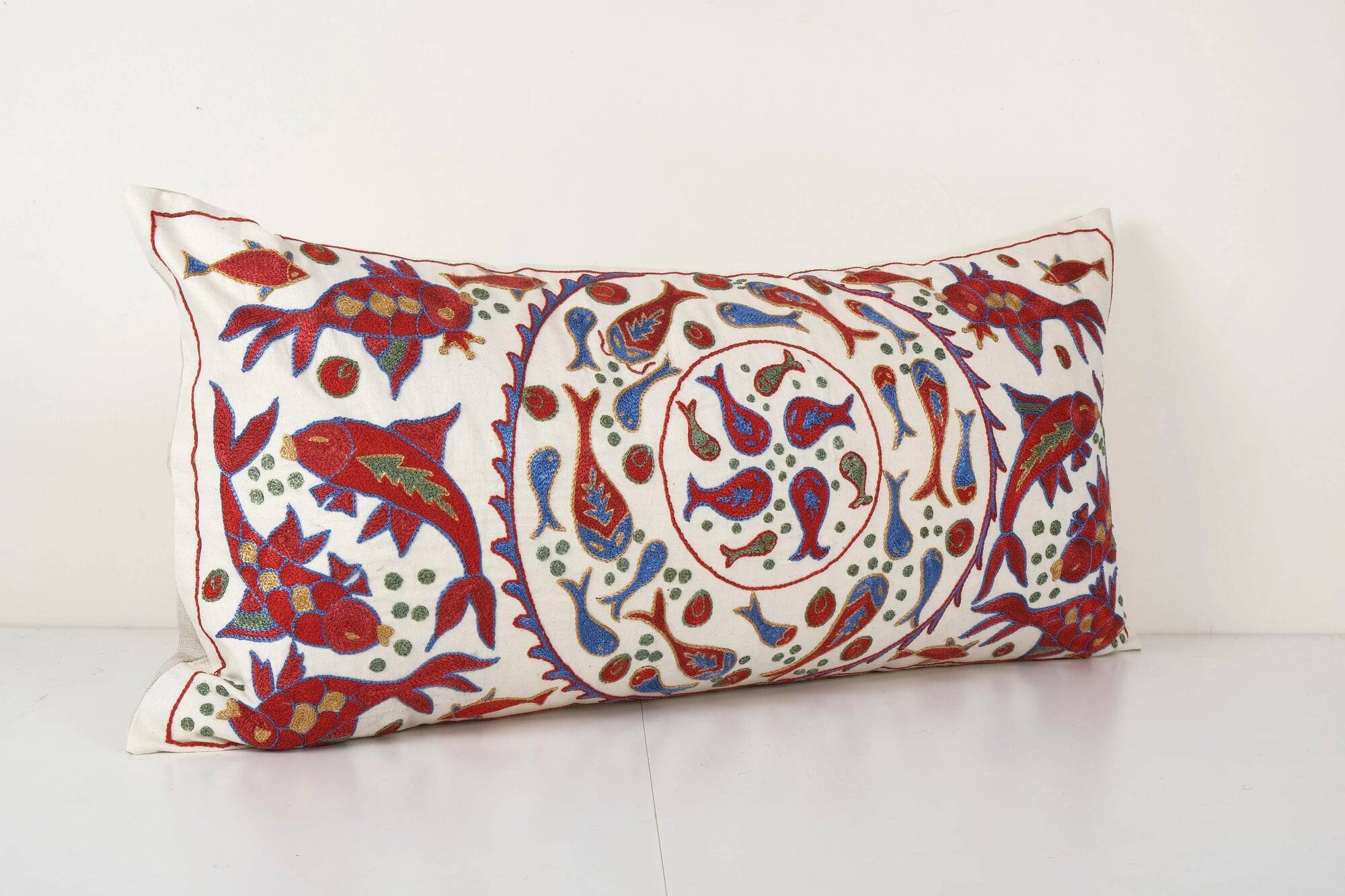 Vintage embroidered cushion cover 46x89 cm