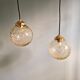 Amber bubble glass vintage pendant, 1970s