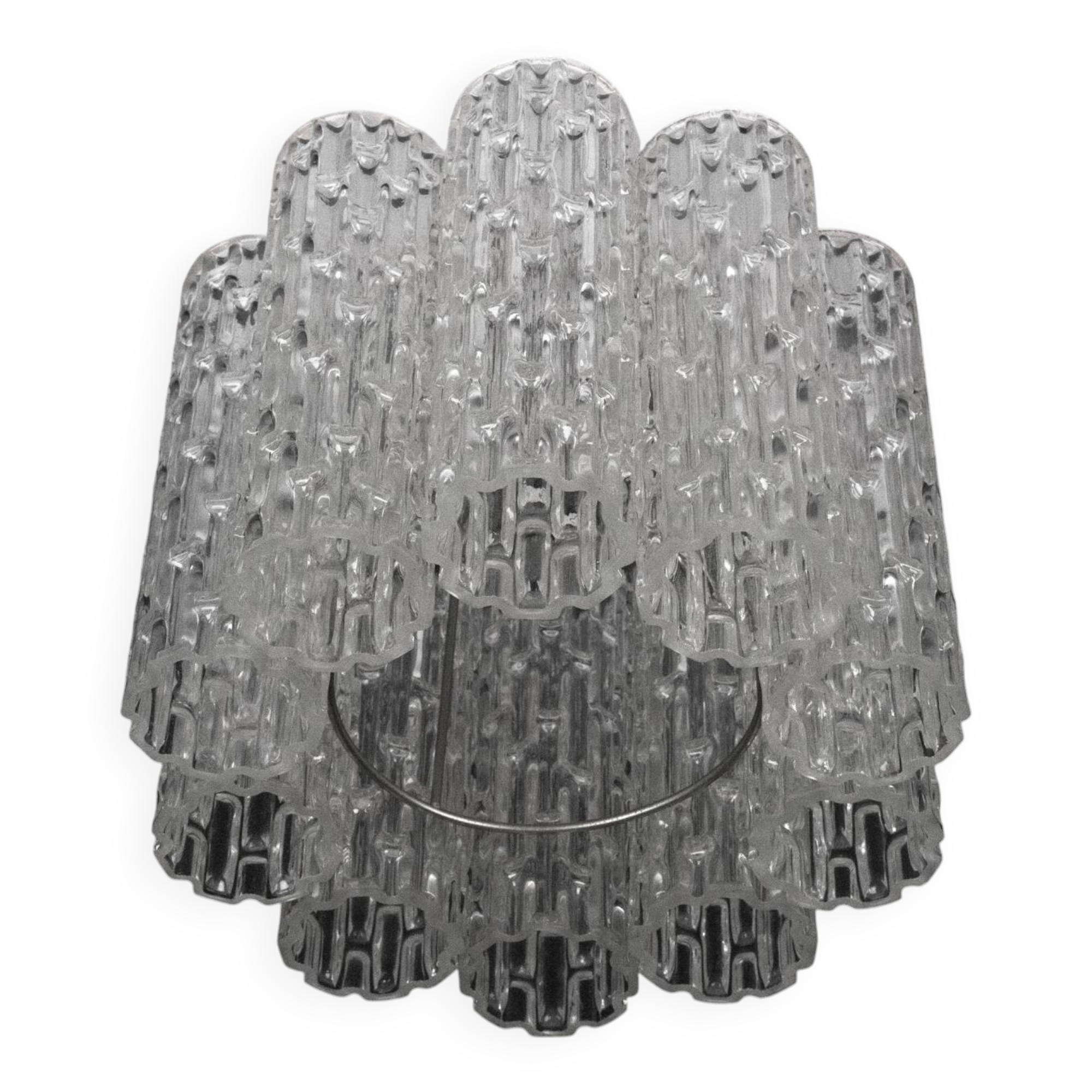 Mid-Century pendant in Murano glass elements and chrome. Italy 1960s