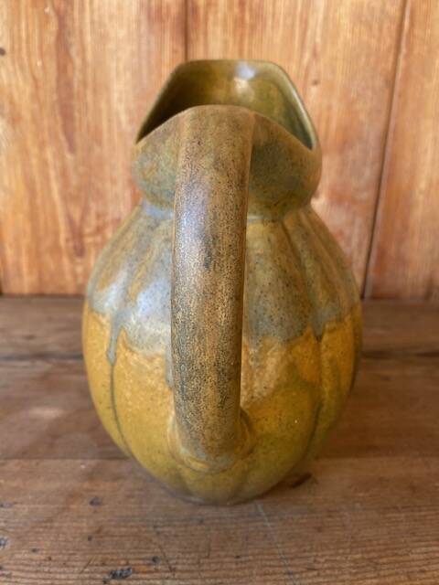 Old ceramic jug in the shape of a gourd by Louis Lourioux