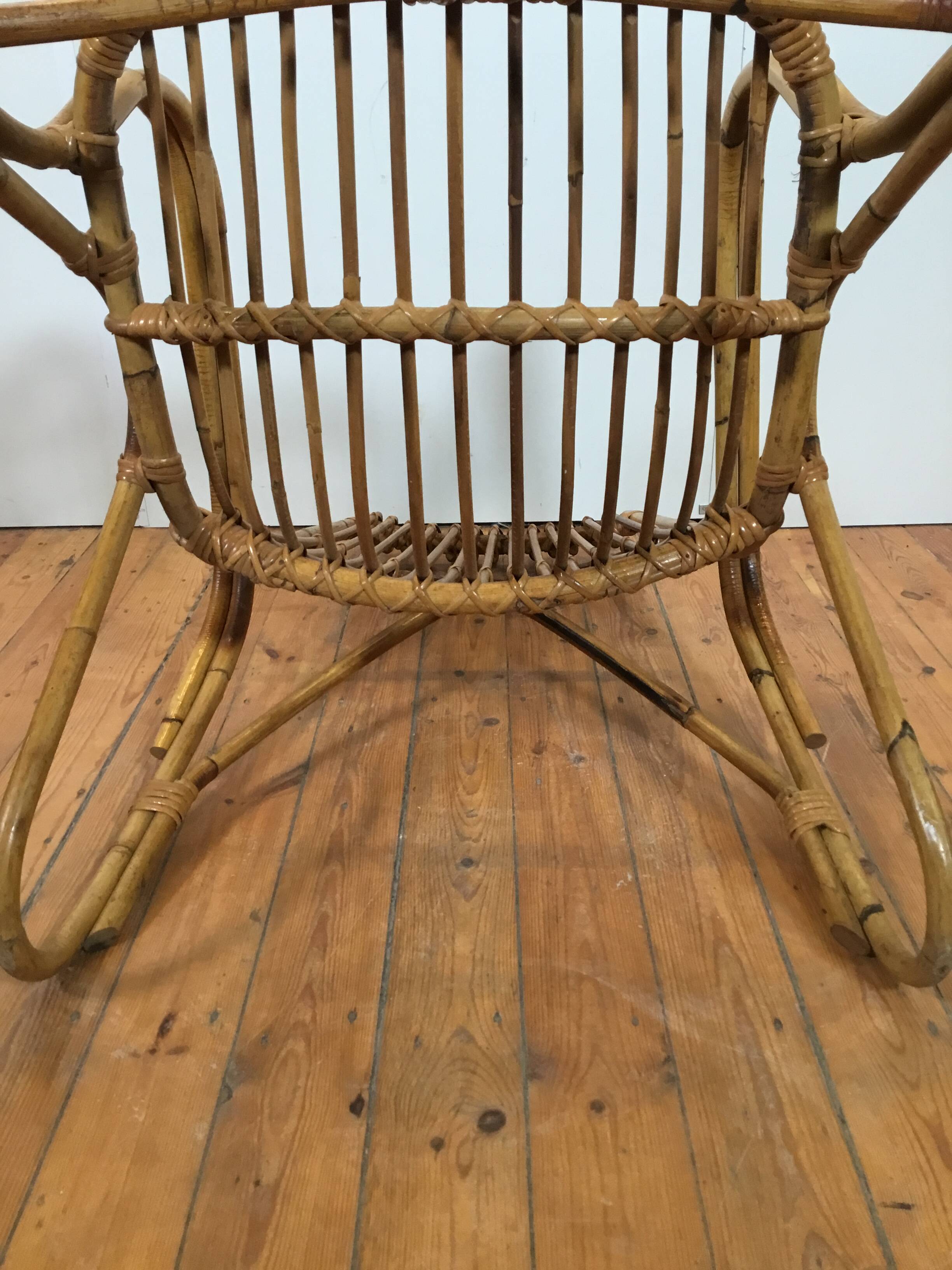 vintage italian rattan lounge chair