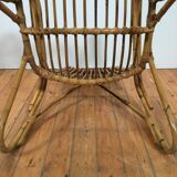 chaise longue italienne vintage en rotin