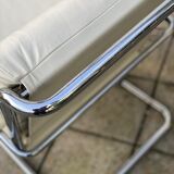 Vintage leather tubular chrome arm chair