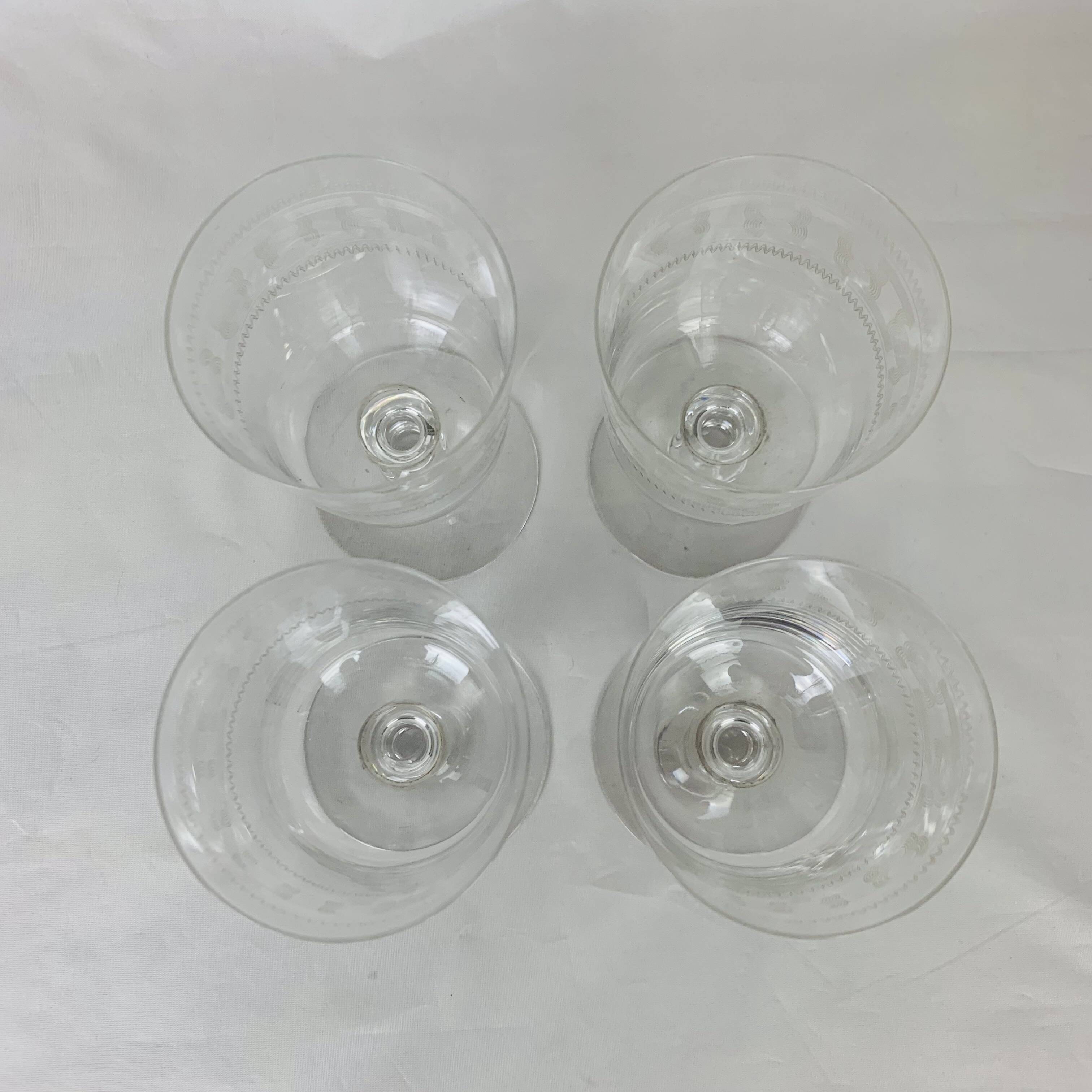 4 Baccarat wine glasses Chanel model engraving 3458
