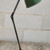 Old industrial workshop lamp two arms green enamel globe