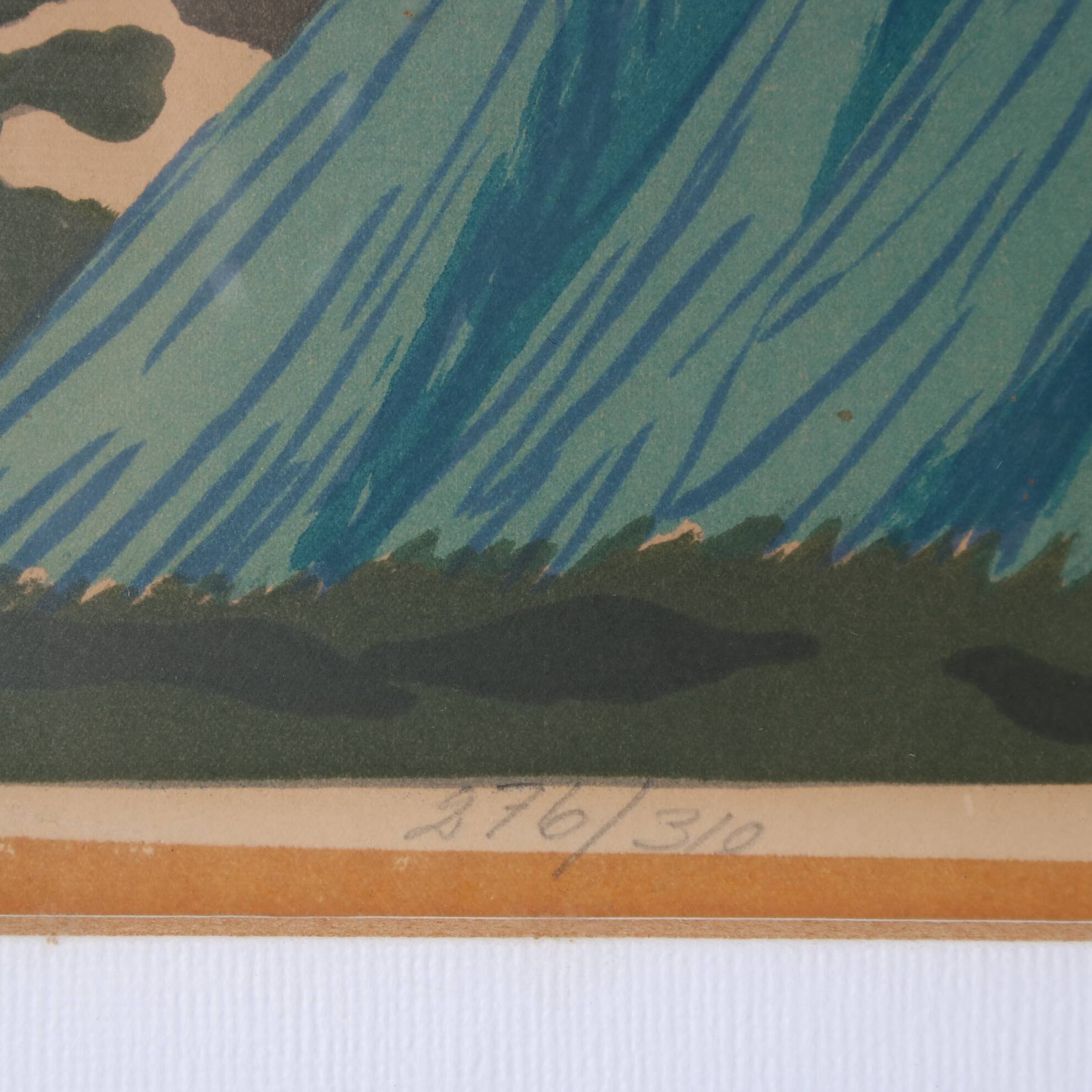 1950s Framed lithograph by Lars Norrman, Sweden