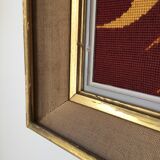 Framed peacock tapestry 75 x 61cm