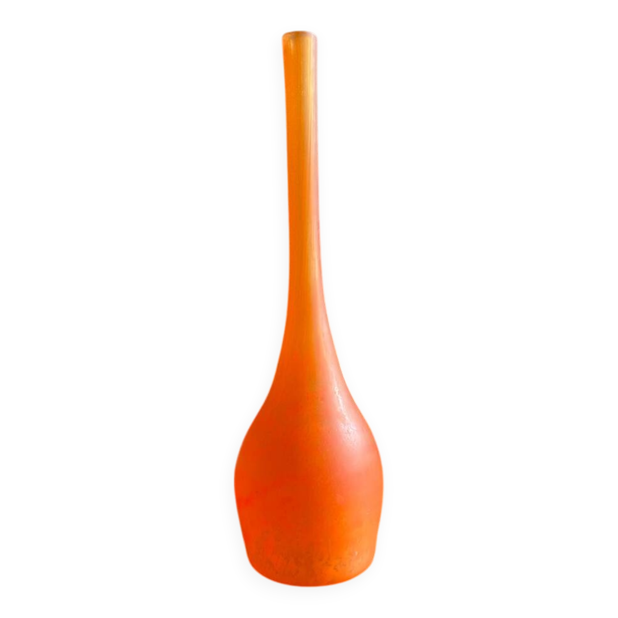 Large Daum Nancy soliflore - marbled orange blown glass - H=41cm