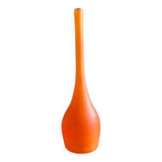 Grand soliflore Daum Nancy - verre soufflé marmoréen orange - H=41cm