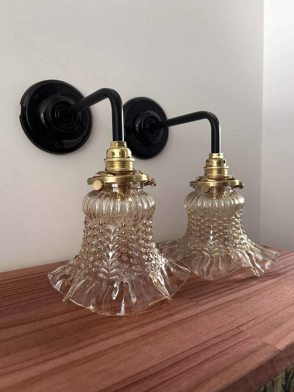 Vintage glass wall sconces