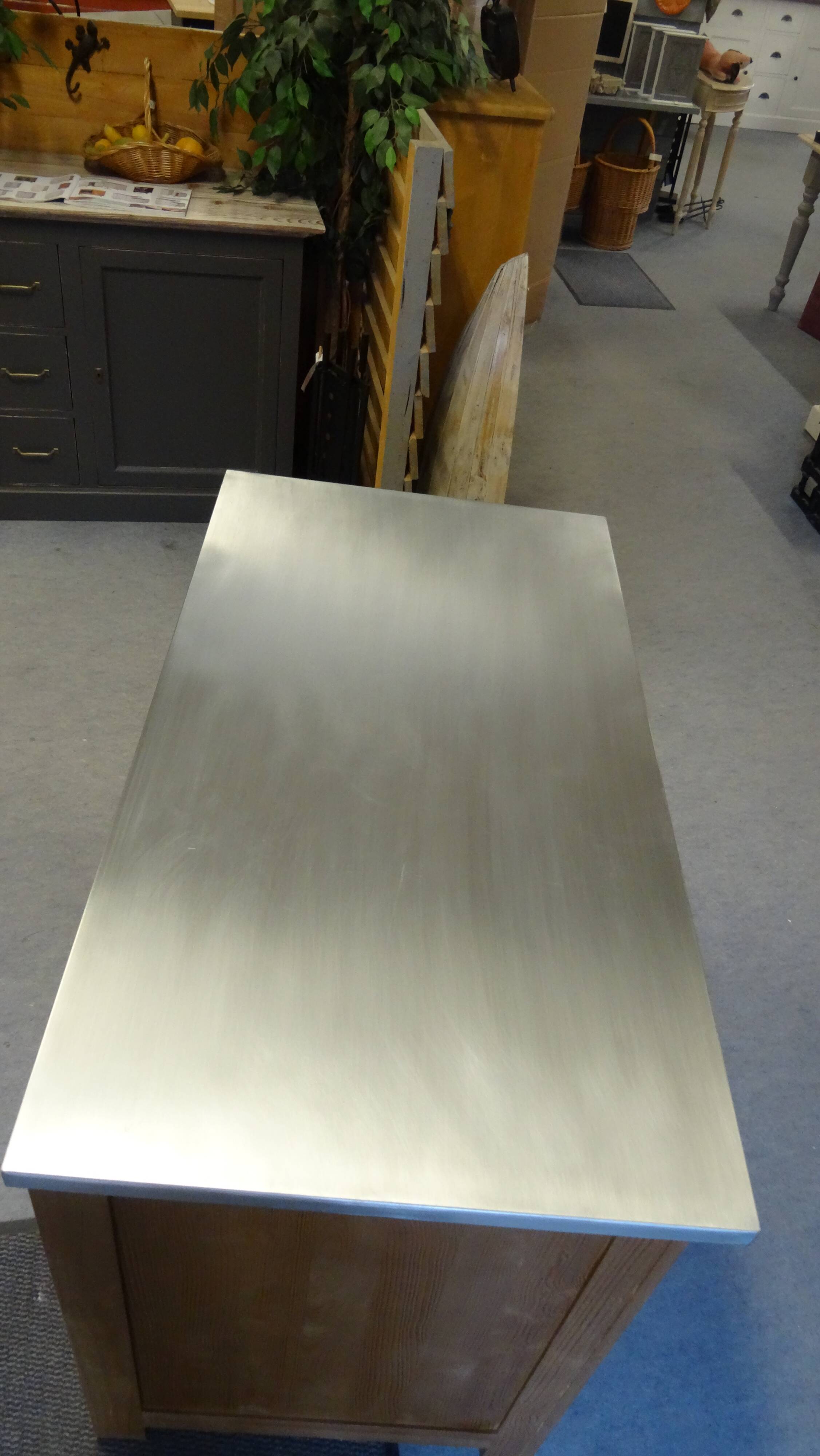 solid wood sideboard, metal top: zinc