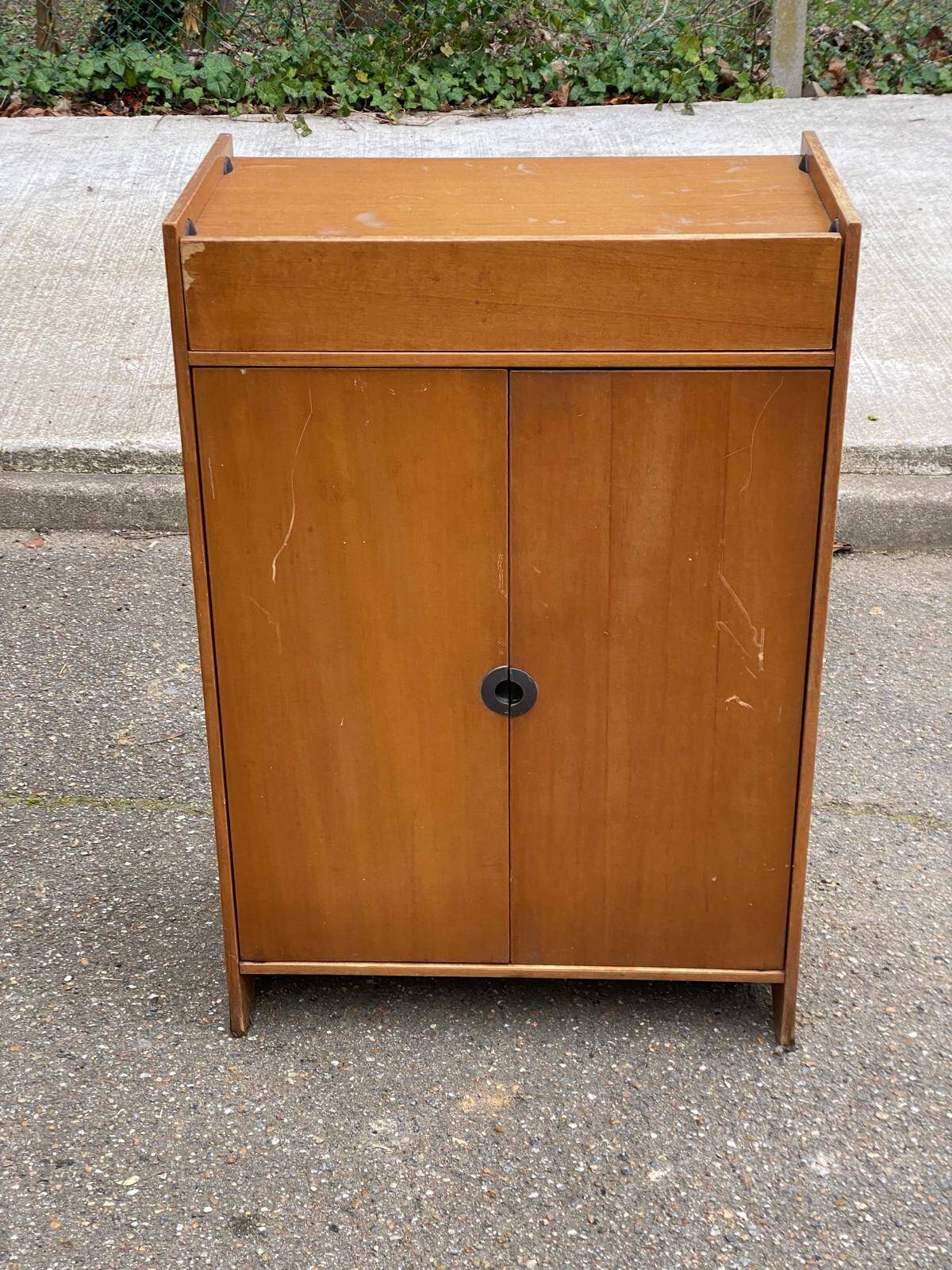 1960s Scandinavian wooden shoe storage cabinet dresser