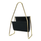 Porte-revues Carl Auböck II Midcentury, laiton et cuir noir, vintage, Autriche