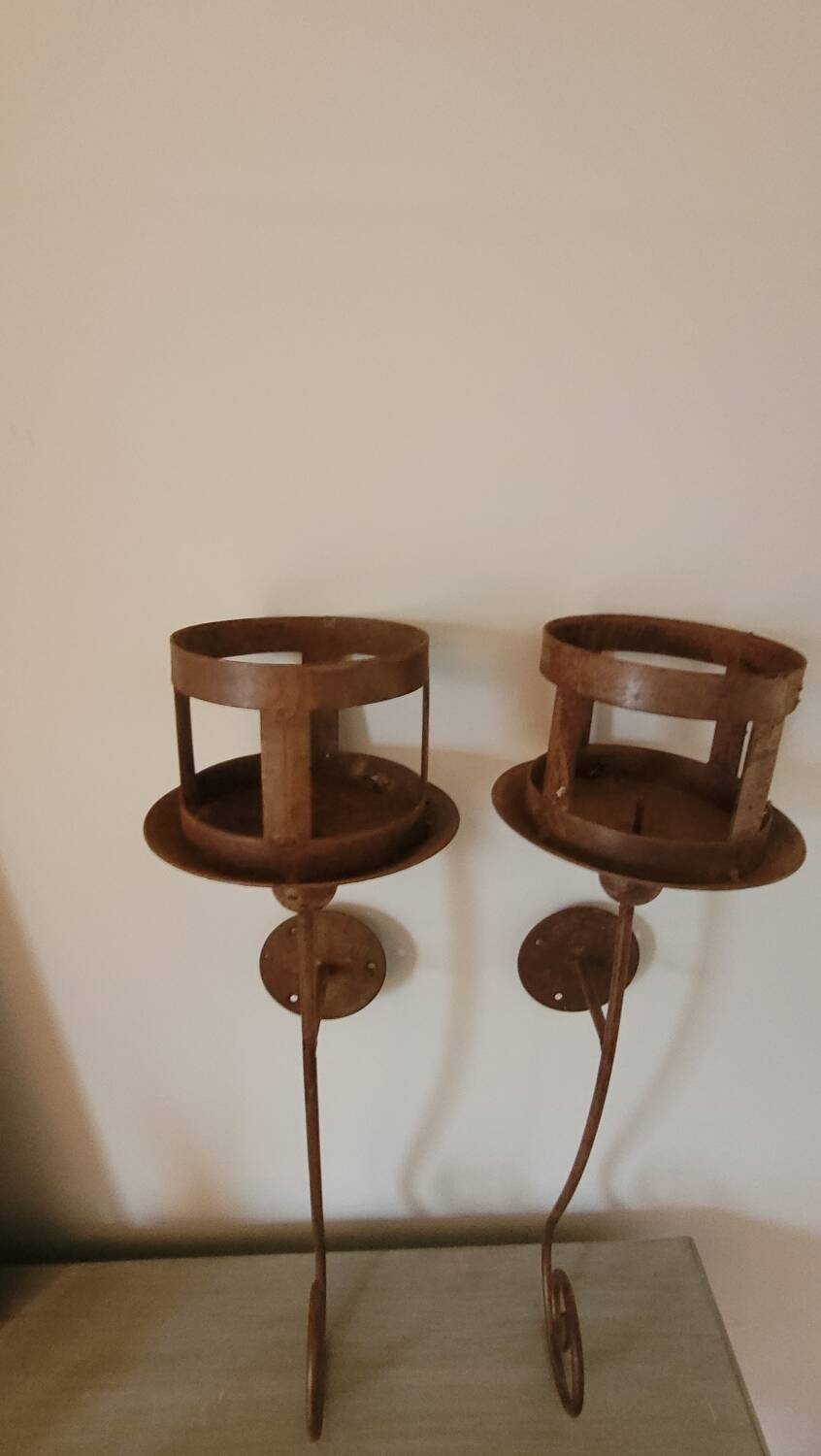 Pair of outdoor candlesticks