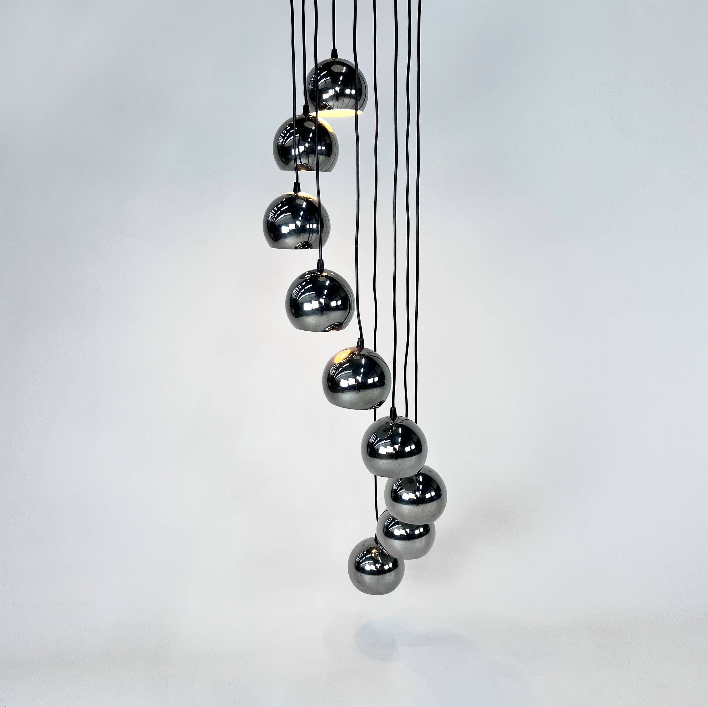 Mid Century Chrome Cascade Chandelier, 1960s