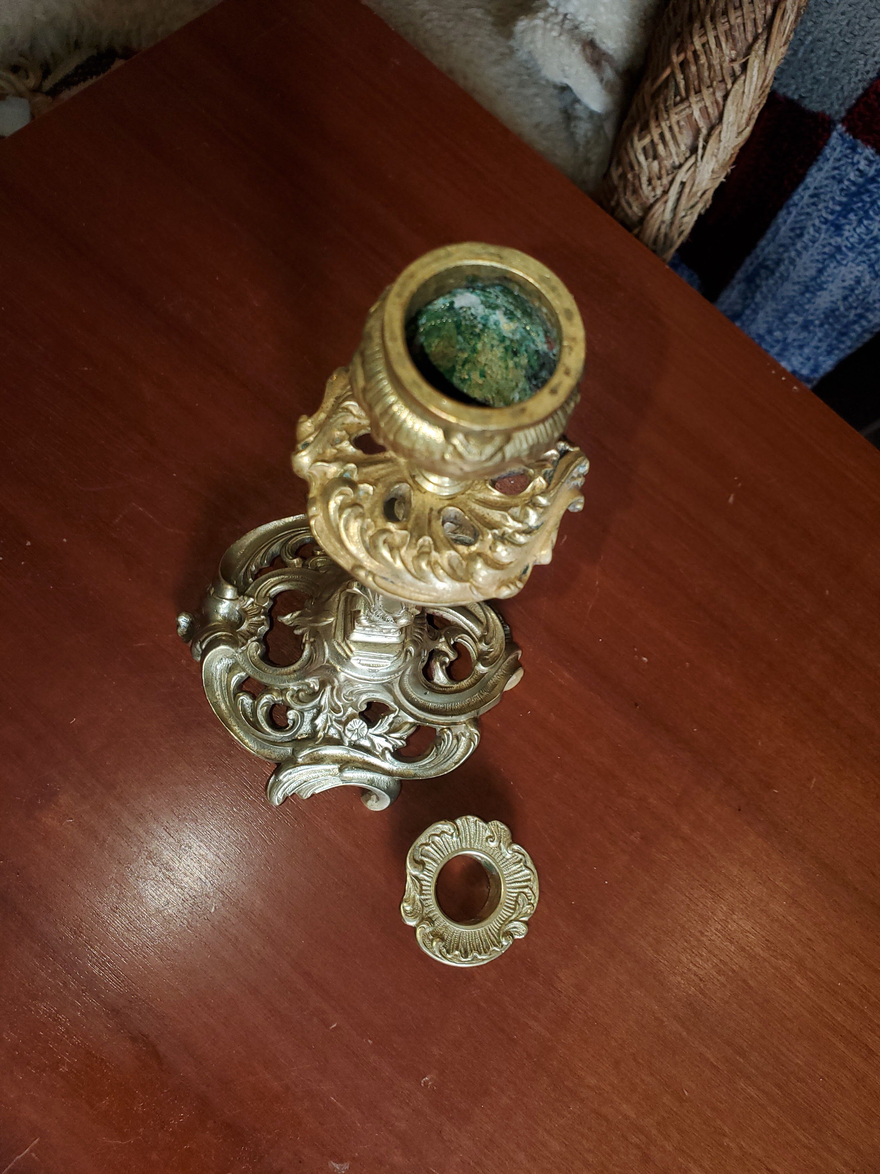 Gold bronze candle holder