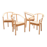 Set of 4 Scandinavian straw chairs
