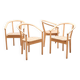 Set of 4 Scandinavian straw chairs