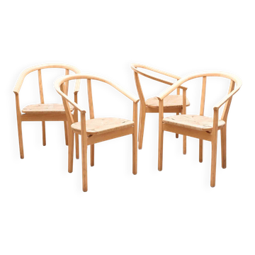 Lot de 4 chaises scandinave paillées