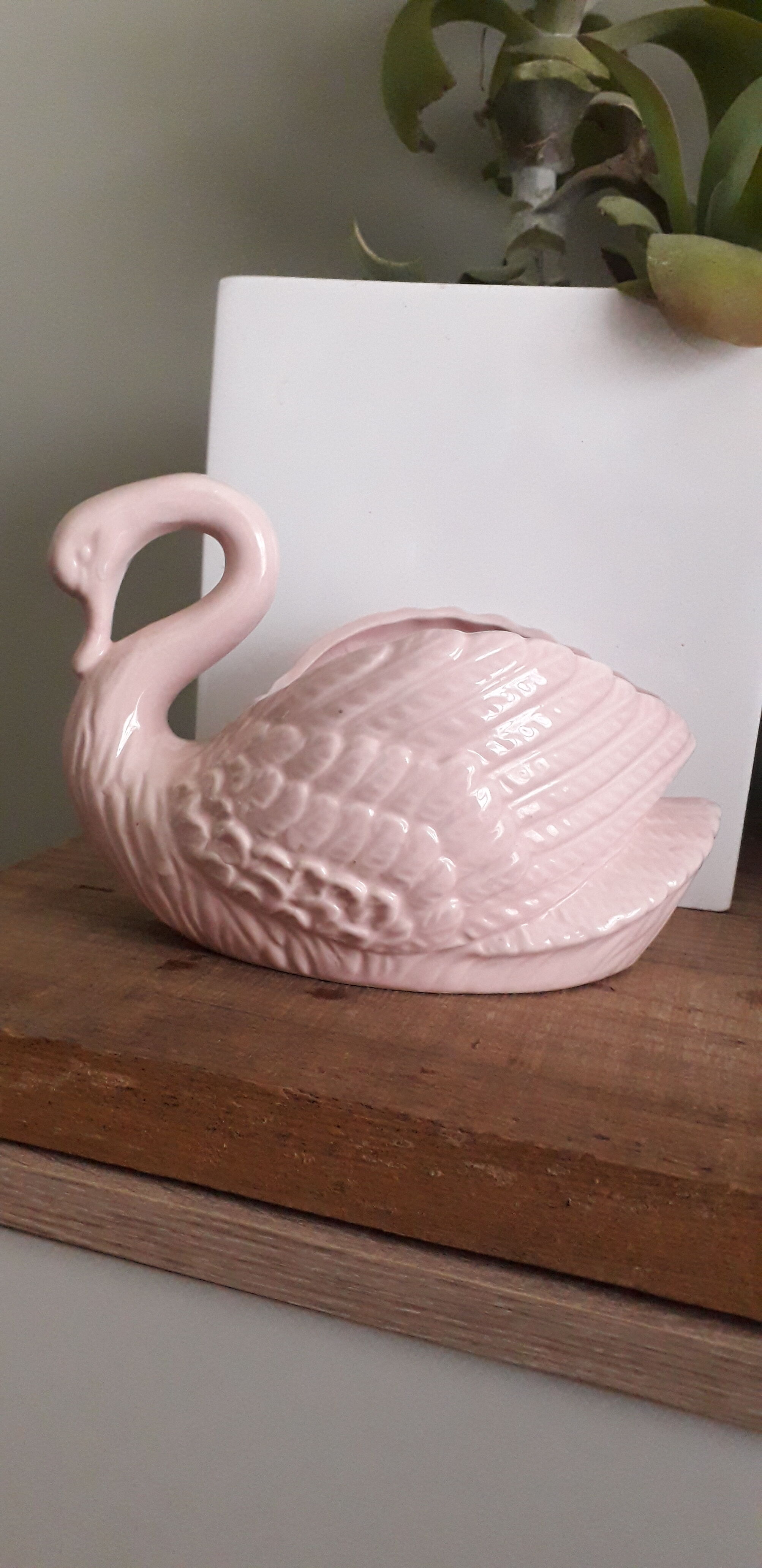 Pastel pink swan pot