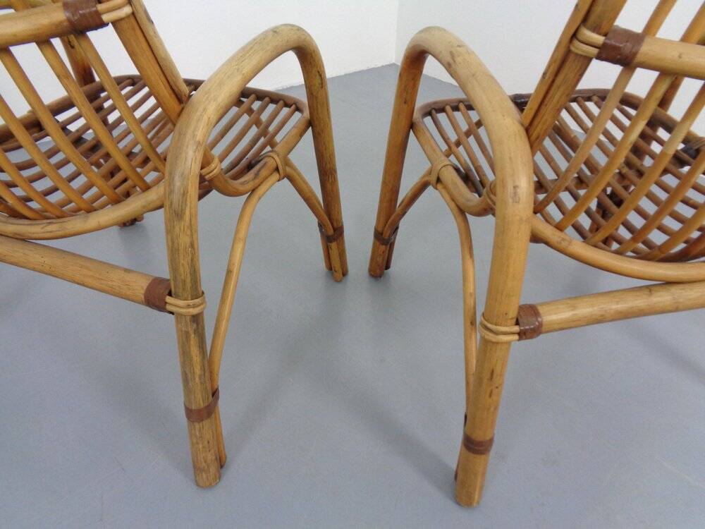Set of Italian Bamboo Armchairs, 1970s