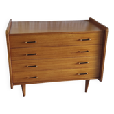 Commode 4 tiroirs moderniste en bois - années 50/60