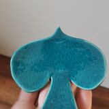 Vintage bowl in the shape of a slightly speckled blue enamelled bird