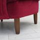 1960s, Danish armchair, cherry-red furniture velour, beech wood legs.