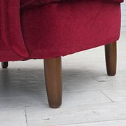 1960s, Danish armchair, cherry-red furniture velour, beech wood legs.