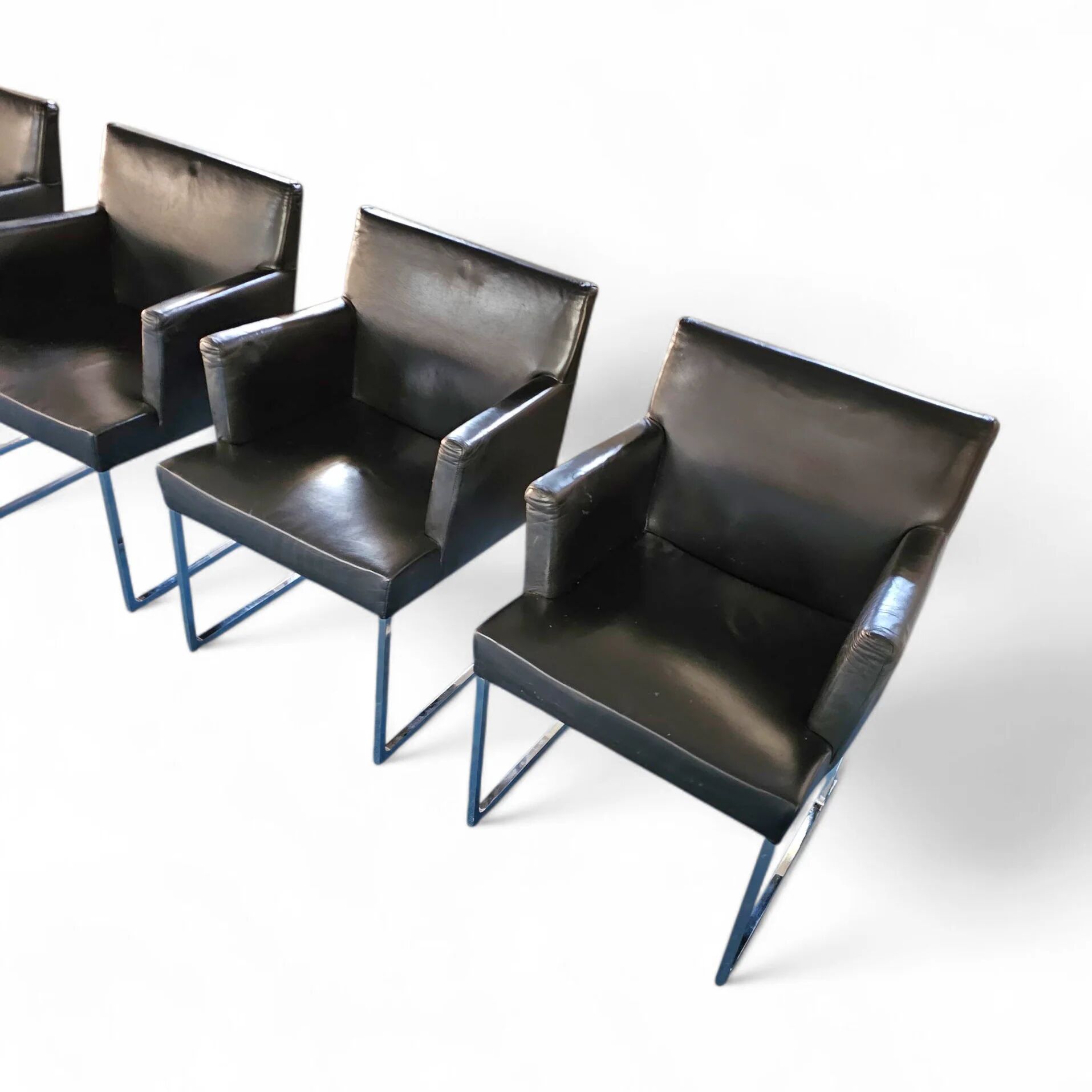 6 x Solo chair by Antonio Citterio for B&B Italia / Black leather
