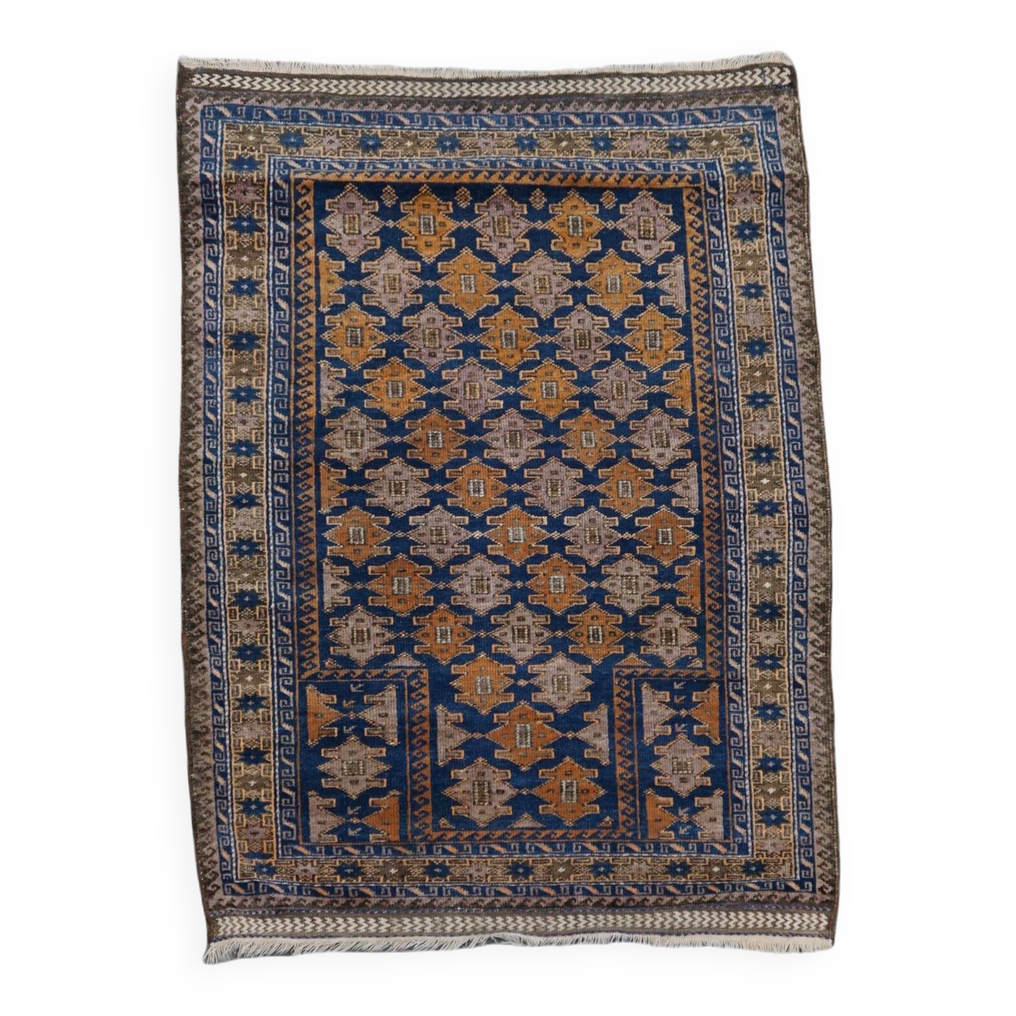 Orange and blue Persian rug 132×83 cm