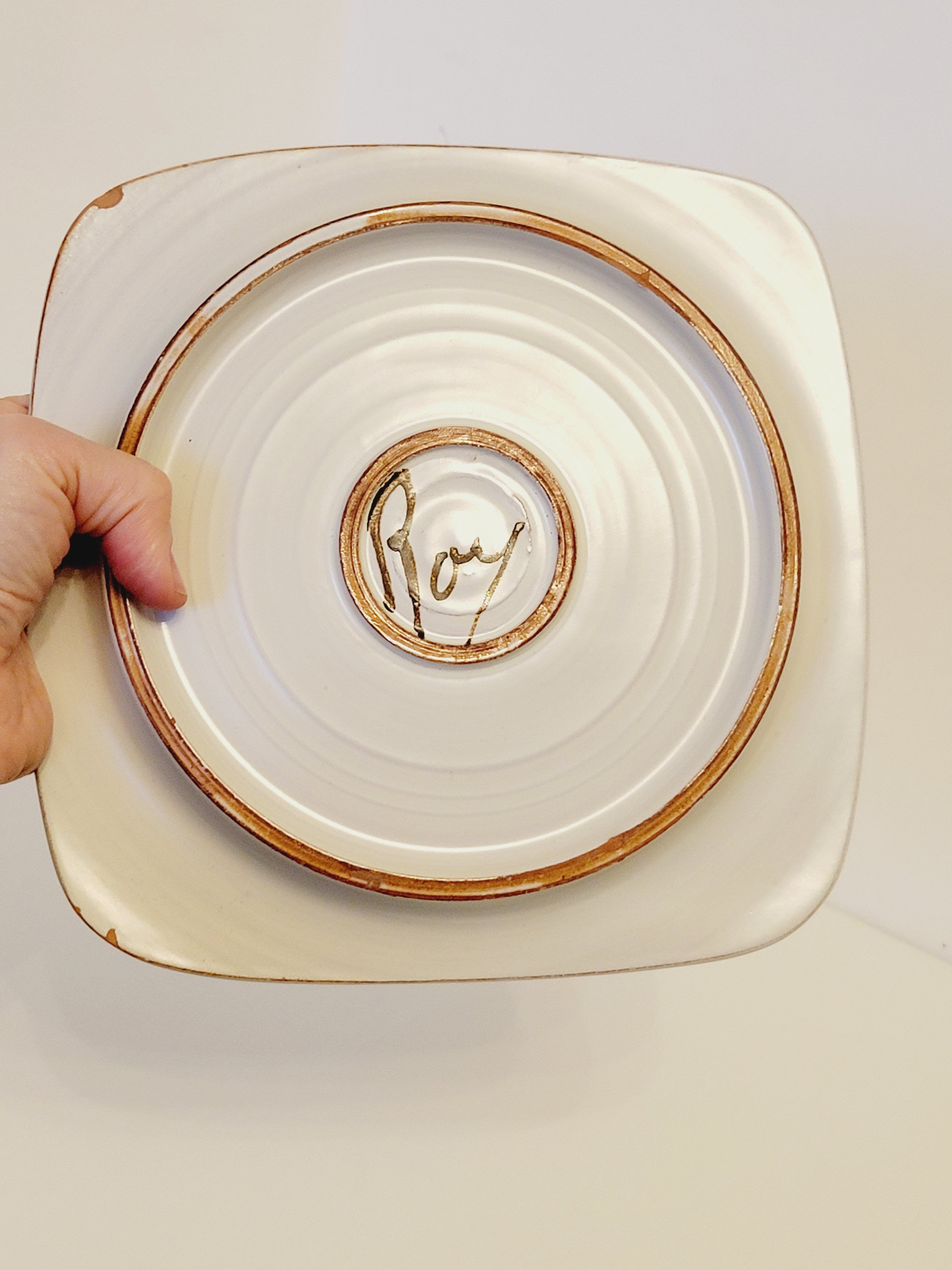 Olivier Roy Vallauris - 4 flat plates in vintage ceramic 1972