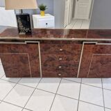 Vintage elm burl and chrome sideboard from the 1970s.