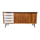 Vintage wooden sideboard with white formica drawers
