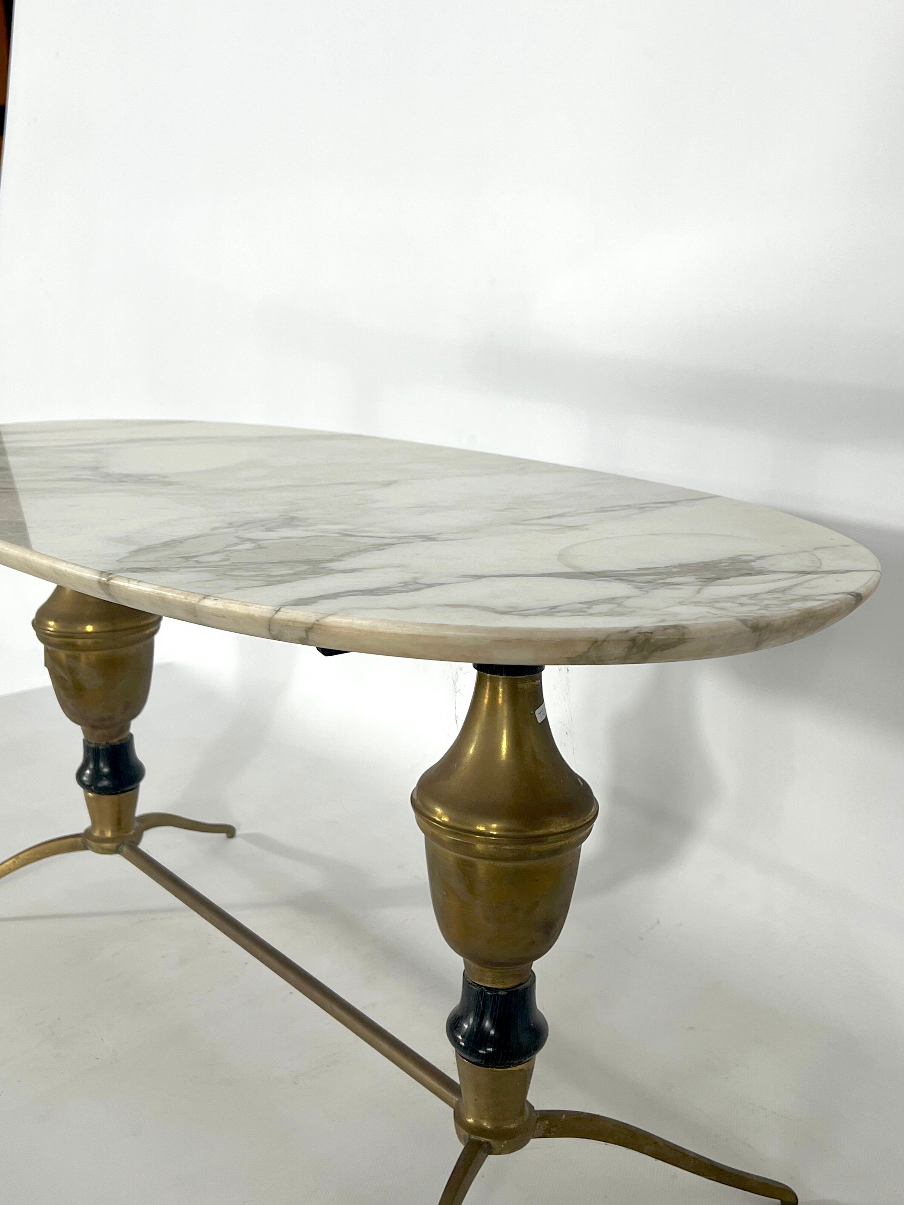 Vintage brass and marble coffee table. Italy 1950s