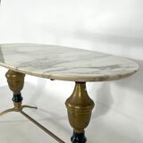 Vintage brass and marble coffee table. Italy 1950s