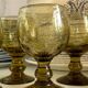 6 stemmed glasses in green blown glass