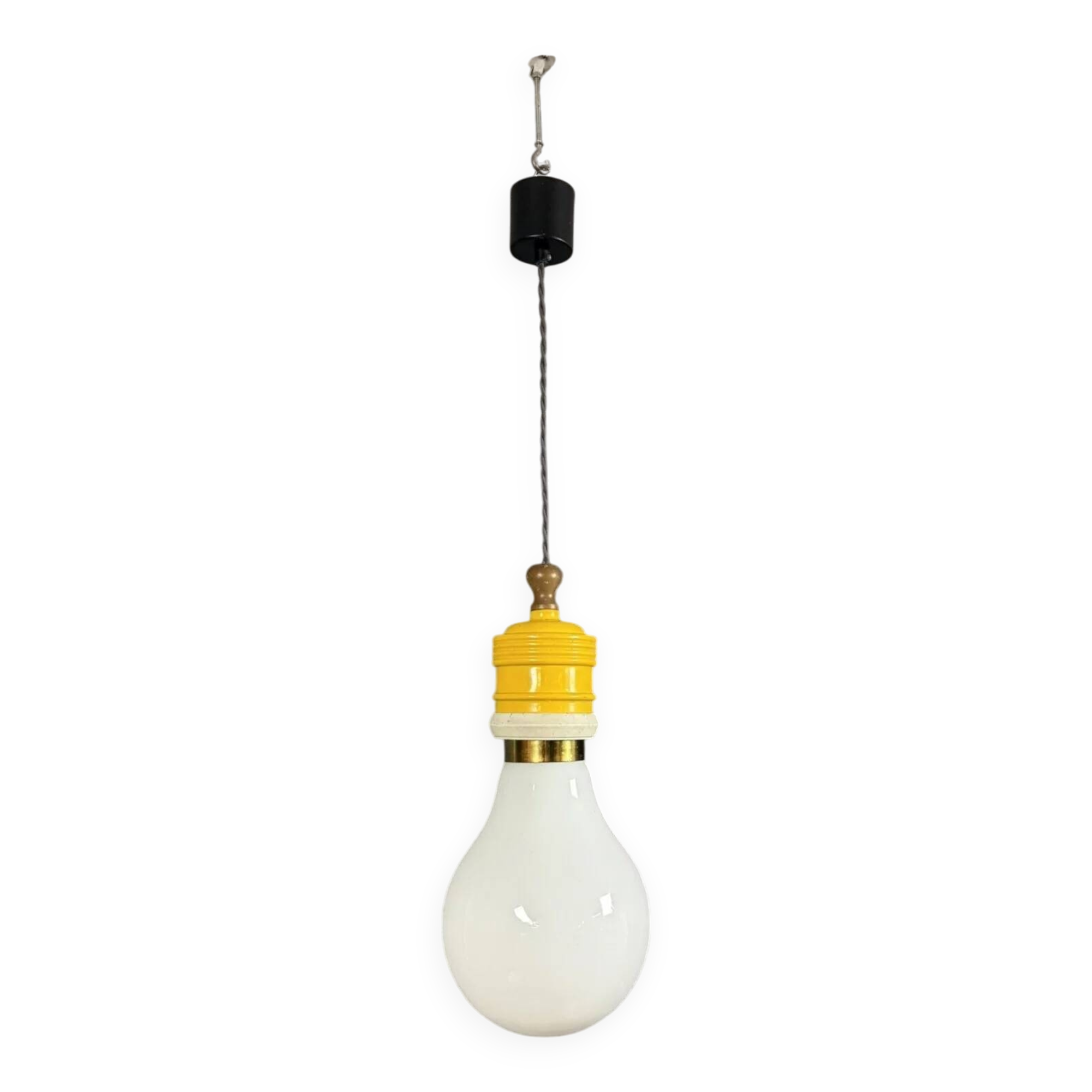 Ingo Maurer for Métalart Spain: opaline and metal bulb suspension