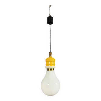 Metalarte Espagne: suspension ampoule en opaline et métal