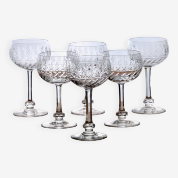 6 antique Villeroy & Boch crystal wine glasses Treveris collection