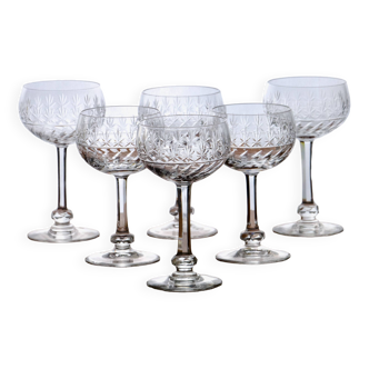 6 antique Villeroy & Boch crystal wine glasses Treveris collection