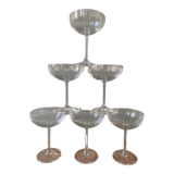 Series of 6 champagne glasses in engraved glass
