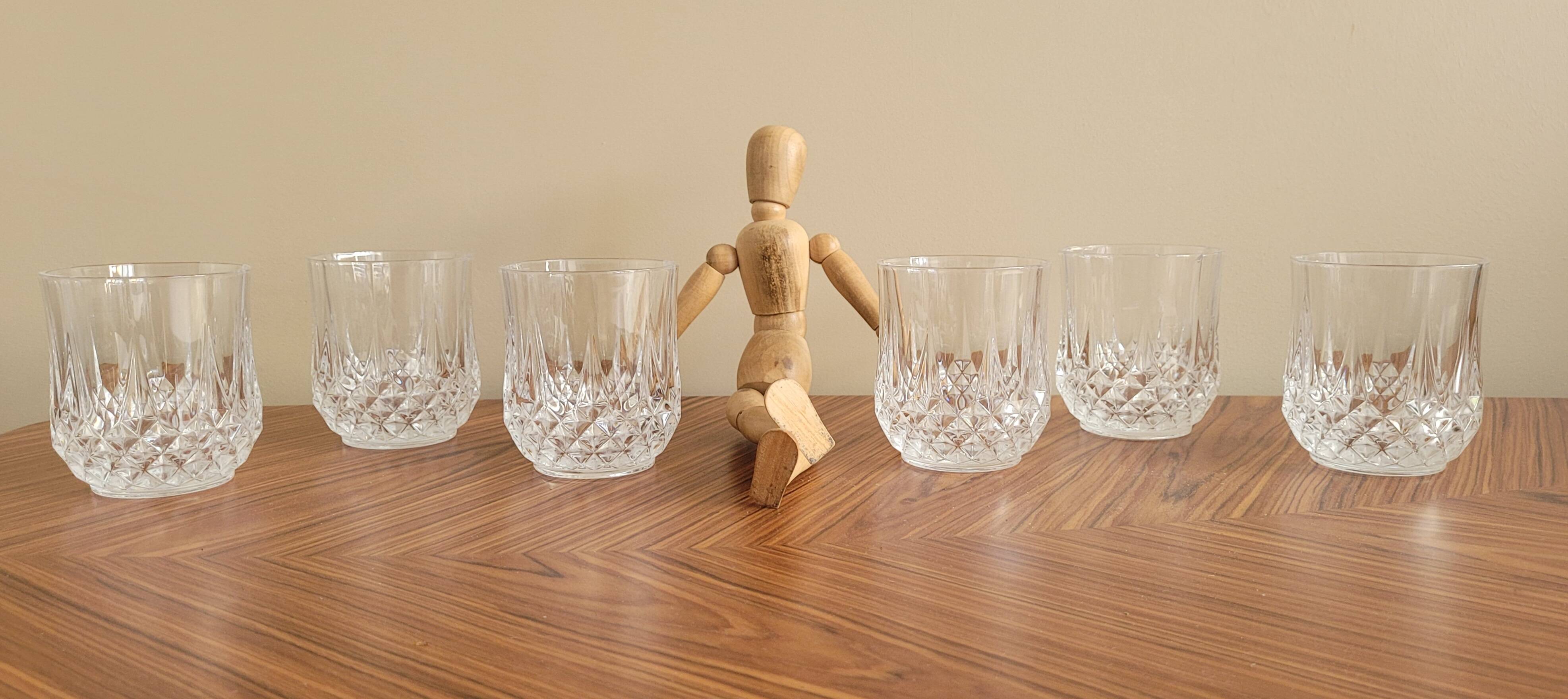 Set of 6 chiseled crystal water or whiskey glasses