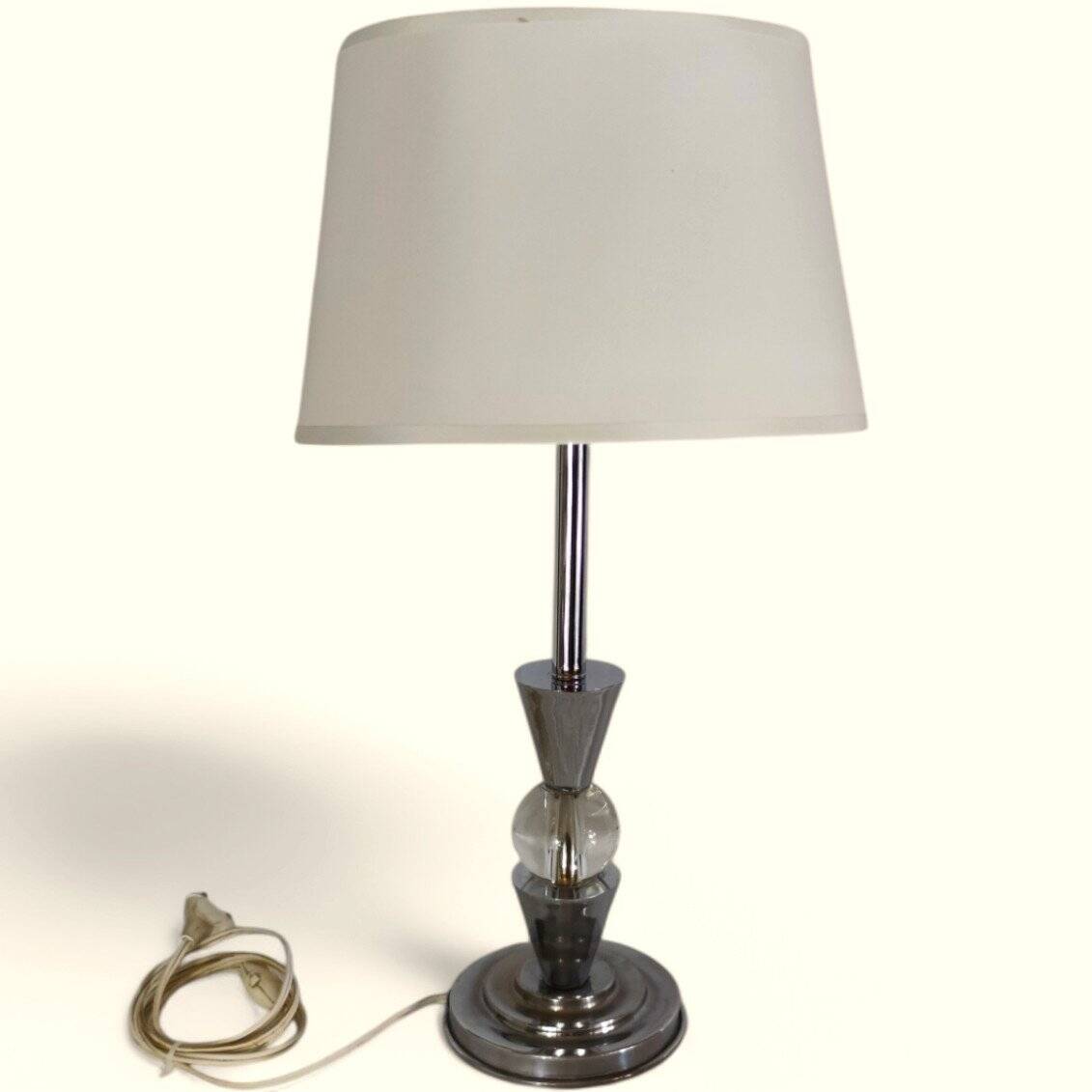 Chrome and Glass Lamp 1950s - Jacques Adnet Style