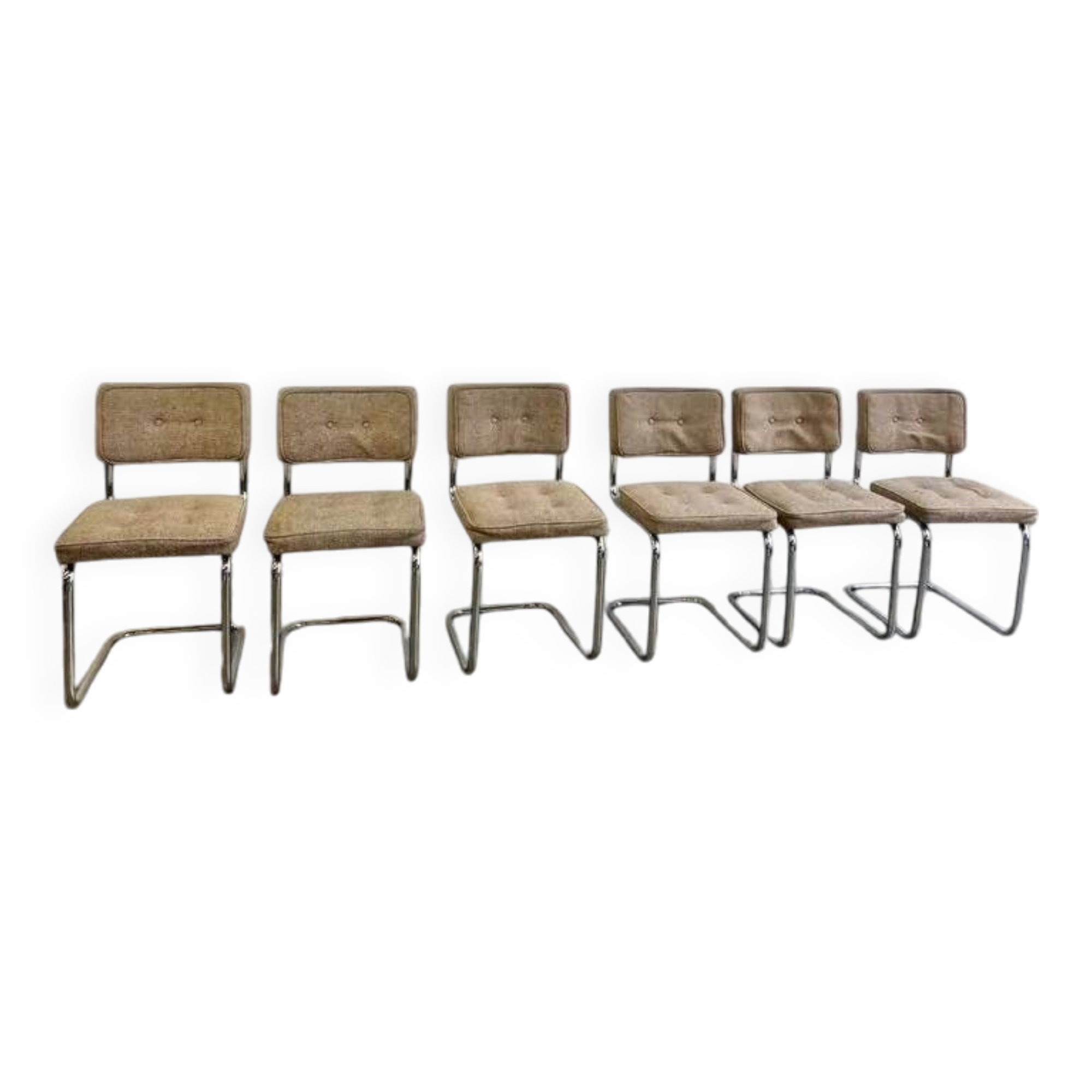 Set of 6 vintage chrome chairs in cesca style