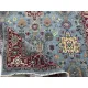 Hand-Knotted Wool Area Rug, Modern Floral Design Blue Carpet for Living Room