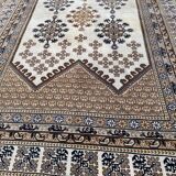 Large Persian rug beige brown wool knotted handmade 250x350cm