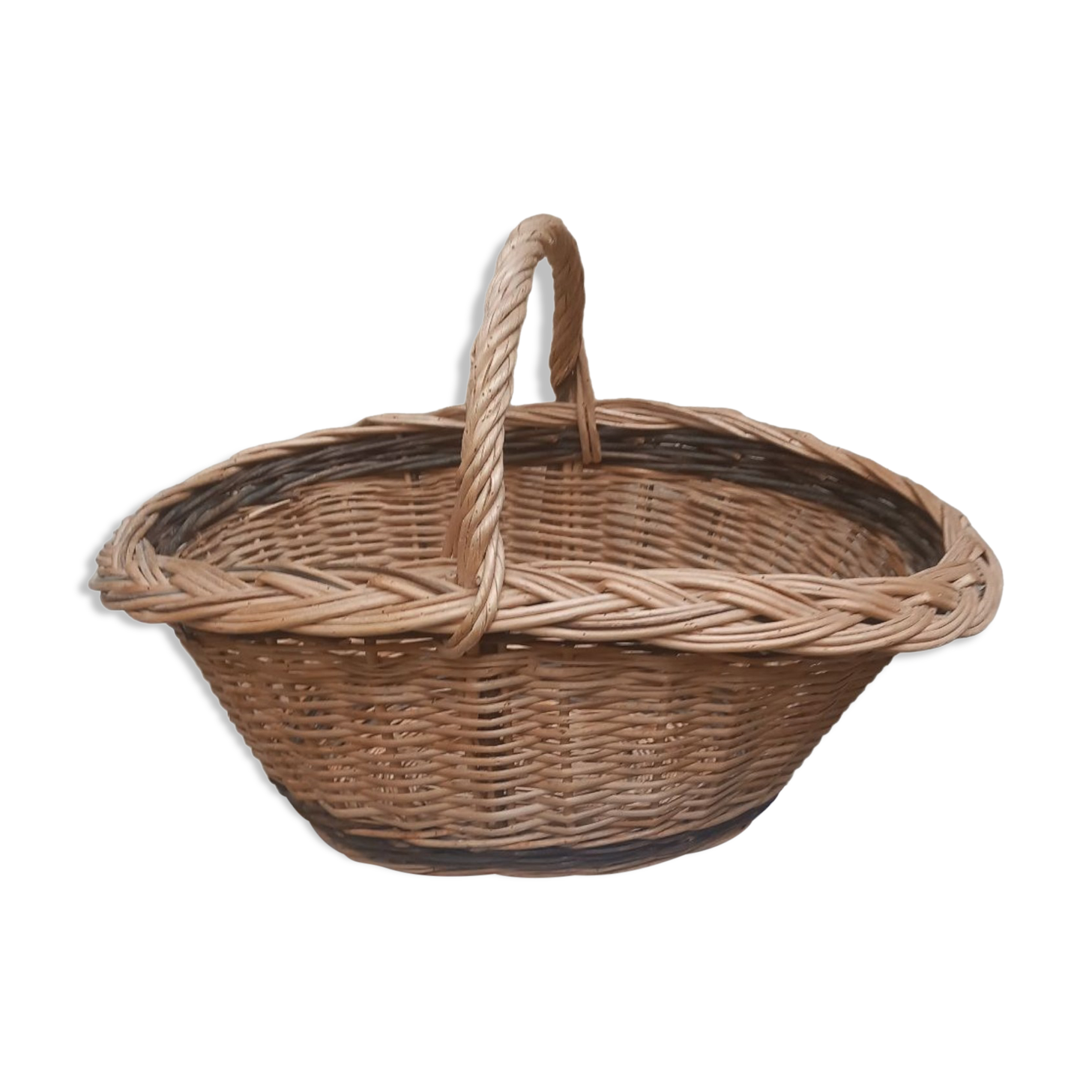Oval basket woven wicker and hazel