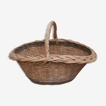 Oval basket woven wicker and hazel