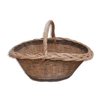 Oval basket woven wicker and hazel